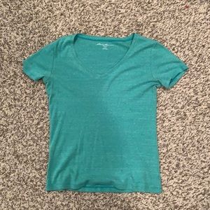 V neck teal shirt